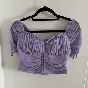 Lavender off the shoulder crop top